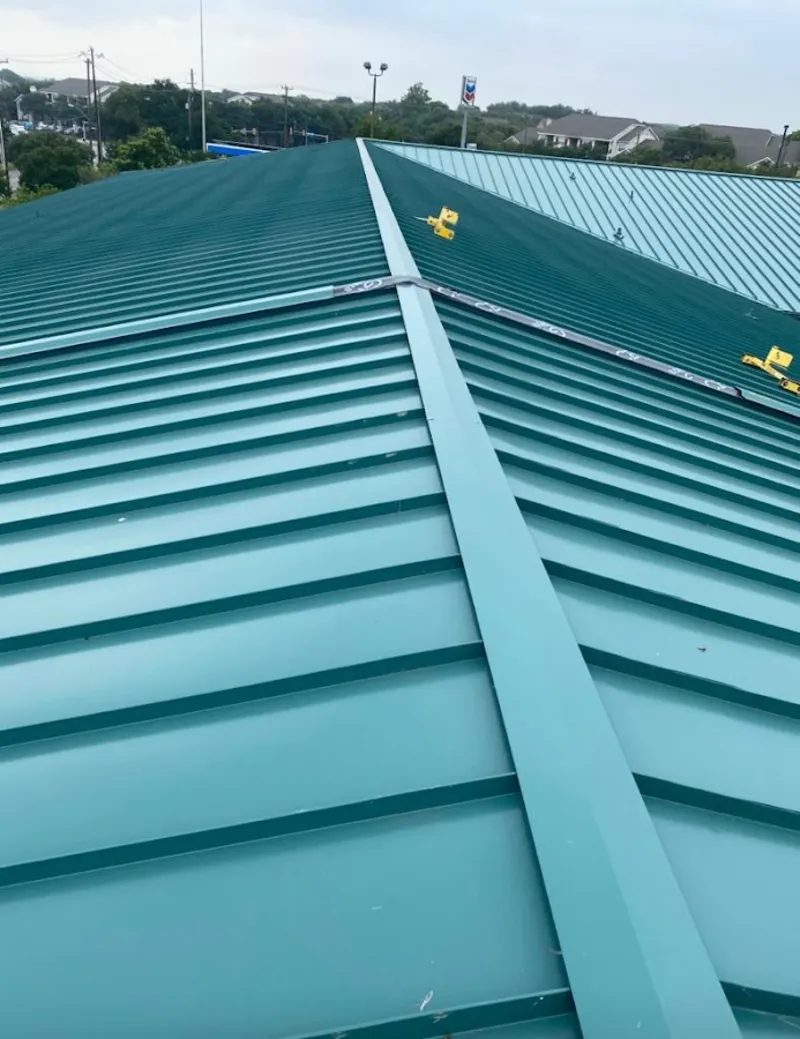 Green commercial metal roof ridge and valley for Metal Roof Repair in Pittsburg